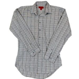 Bergamo New York Black Plaid Men's Button Front Dress Shirt Size Medium